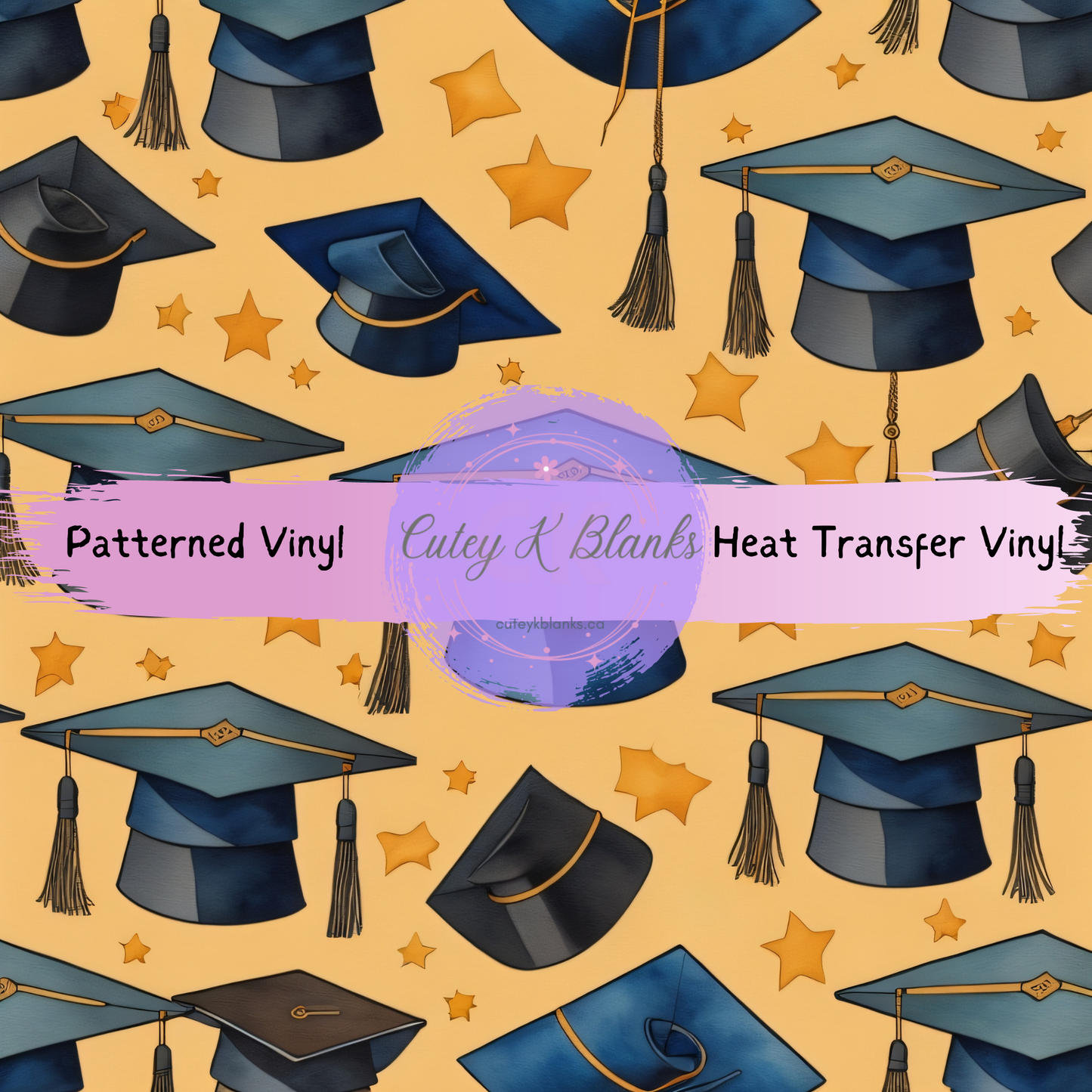 Patterned Printed Vinyl and Heat Transfer (HTV) Sheets - Graduation Hats - PV100096 - Cutey K Blanks