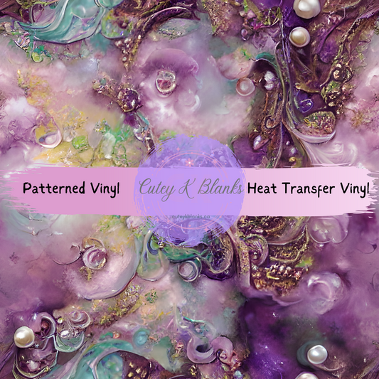 Patterned Printed Vinyl and Heat Transfer (HTV) Sheets - Purple Pearls - PV100112 - Cutey K Blanks