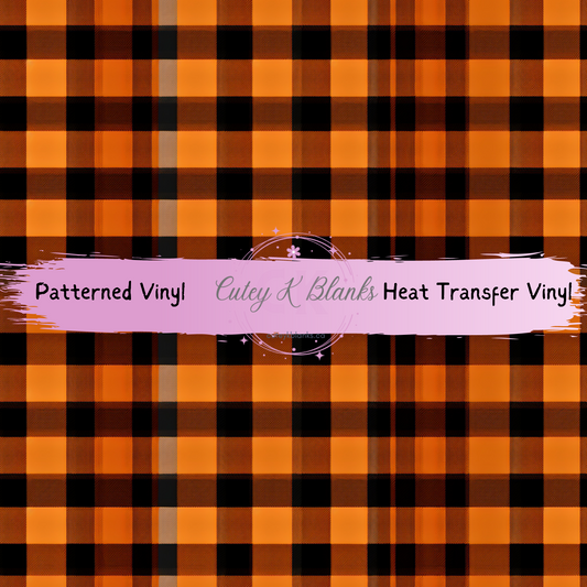 Patterned Printed Vinyl and Heat Transfer (HTV) Sheets - Halloween Plaid -  PV100223