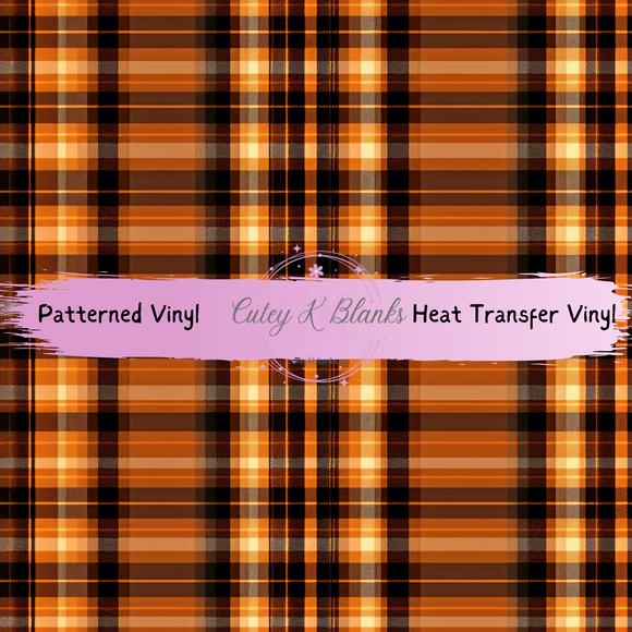 Patterned Printed Vinyl and Heat Transfer (HTV) Sheets - Halloween Plaid -  PV100231