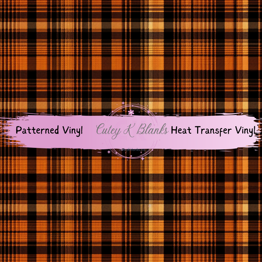 Patterned Printed Vinyl and Heat Transfer (HTV) Sheets - Halloween Plaid -  PV100234