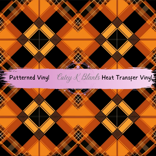 Patterned Printed Vinyl and Heat Transfer (HTV) Sheets - Halloween Plaid -  PV100235