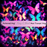 Patterned Printed Vinyl and Heat Transfer (HTV) Sheets - Neon Butterflies- PV100115
