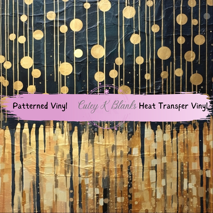 Patterned Printed Vinyl and Heat Transfer (HTV) Sheets -Gold Drips- PV100117