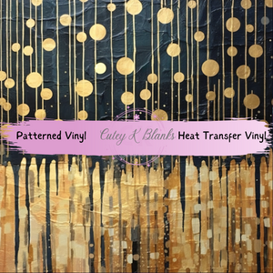 Patterned Printed Vinyl and Heat Transfer (HTV) Sheets -Gold Drips- PV100117