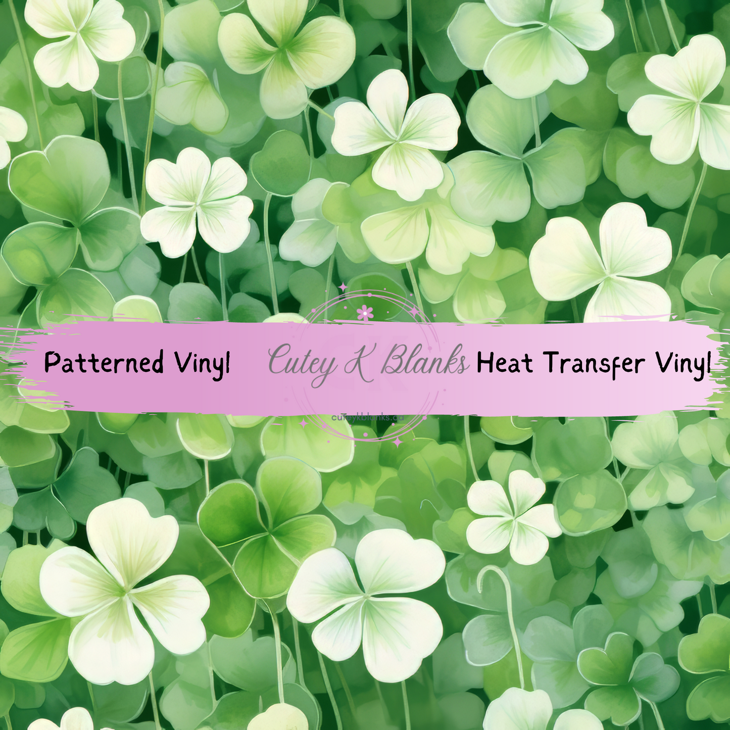 Patterned Printed Vinyl and Heat Transfer (HTV) Sheets - St Patrick's Clover Leaf -  PV100250