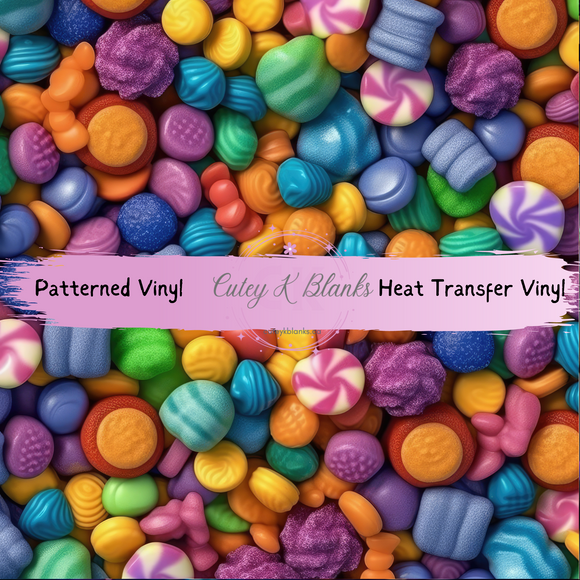 Patterned Printed Vinyl and Heat Transfer (HTV) Sheets - Candy - PV100128