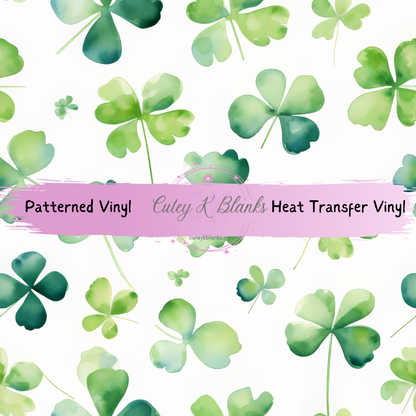 Patterned Printed Vinyl and Heat Transfer (HTV) Sheets - St Patrick's Clover Leaf -  PV100251