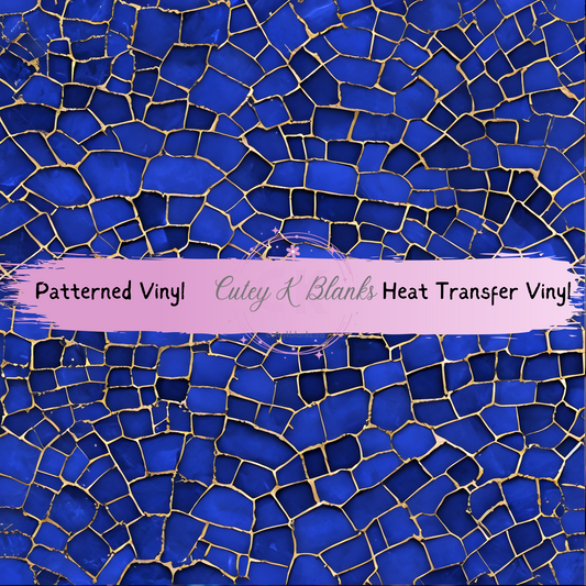 Patterned Printed Vinyl and Heat Transfer (HTV) Sheets - Blue Mosaic - PV100140