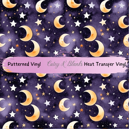 Patterned Printed Vinyl and Heat Transfer (HTV) Sheets - Halloween Stars - PV100142