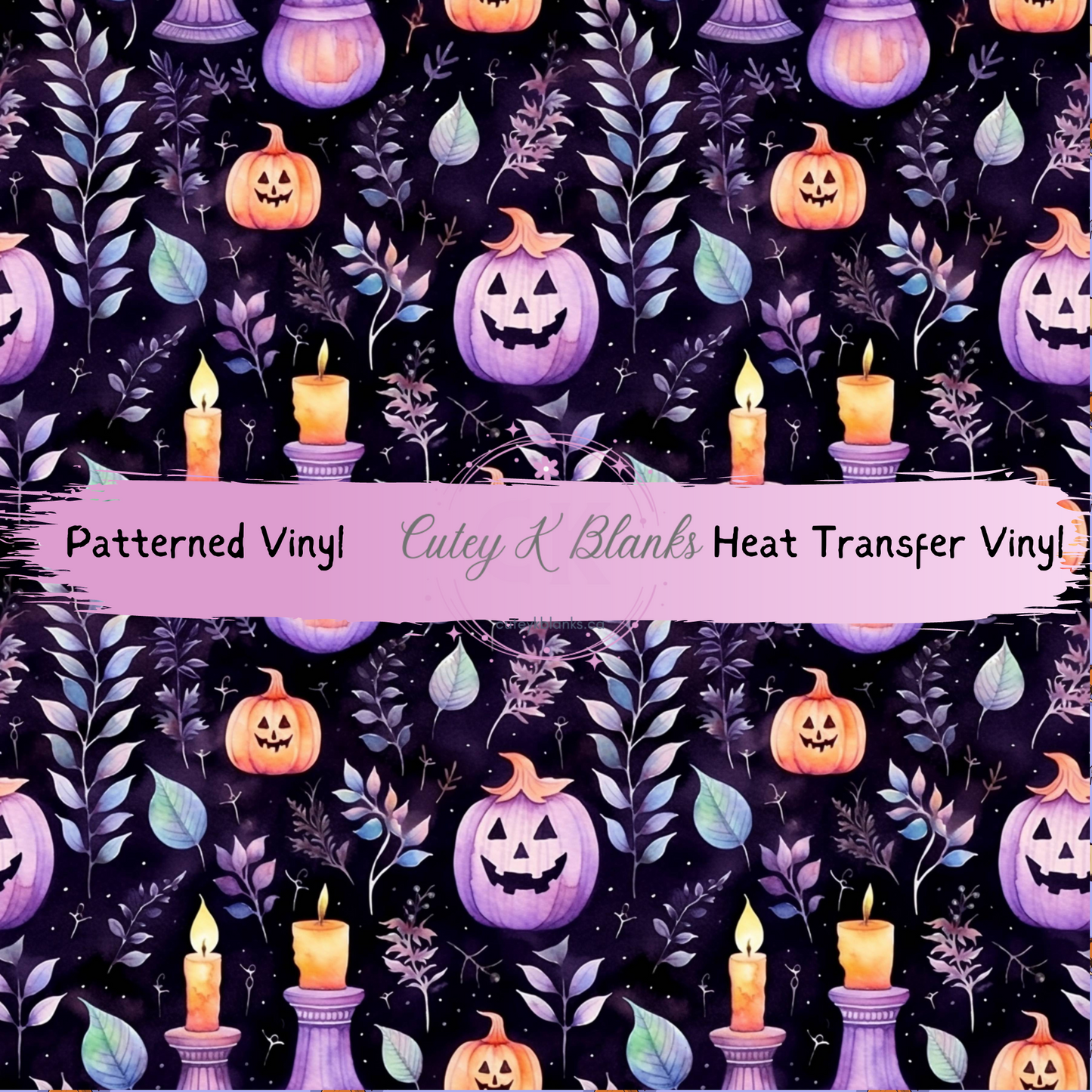 Patterned Printed Vinyl and Heat Transfer (HTV) Sheets - Halloween Pumpkins - PV100143