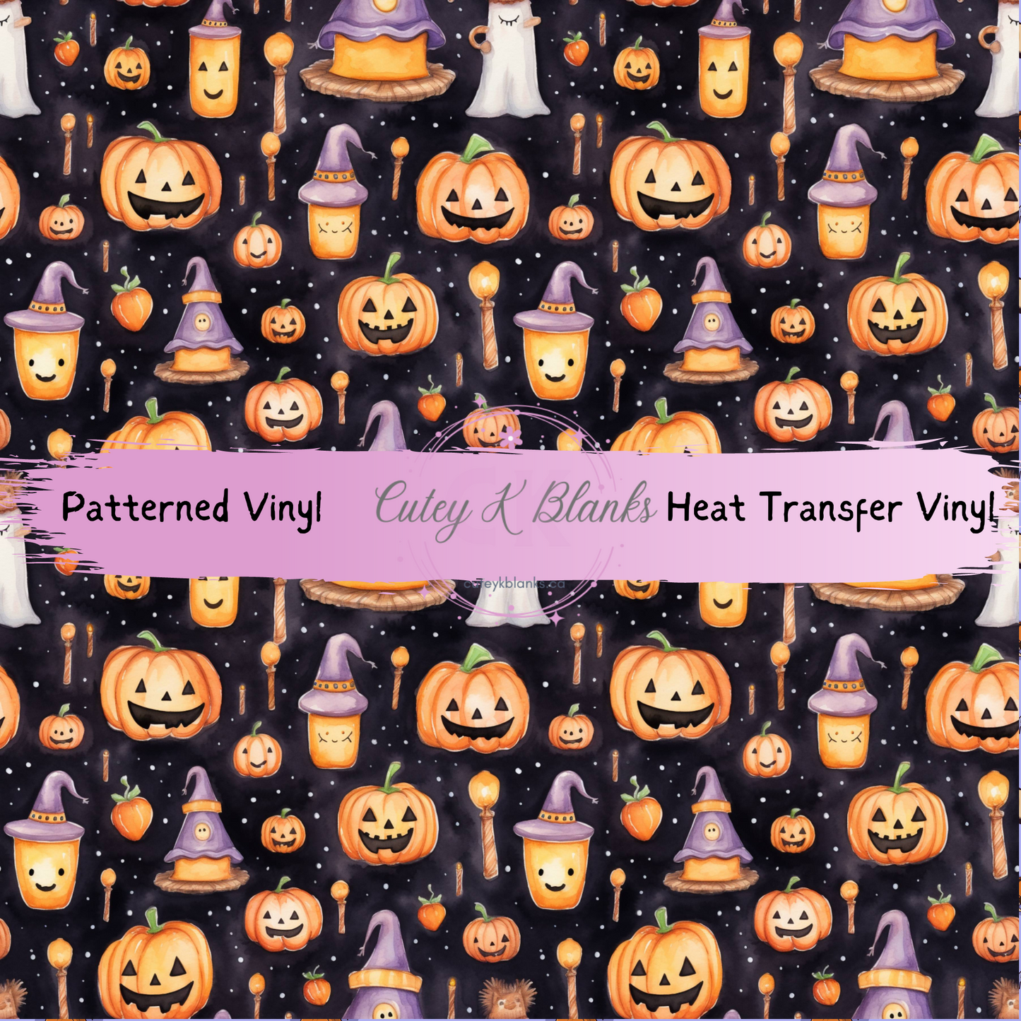 Patterned Printed Vinyl and Heat Transfer (HTV) Sheets - Halloween Pumpkins - PV100144