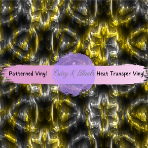 Patterned Printed Vinyl and Heat Transfer (HTV) Sheets - Yellow Metallic Pattern - PV100084 - Cutey K Blanks