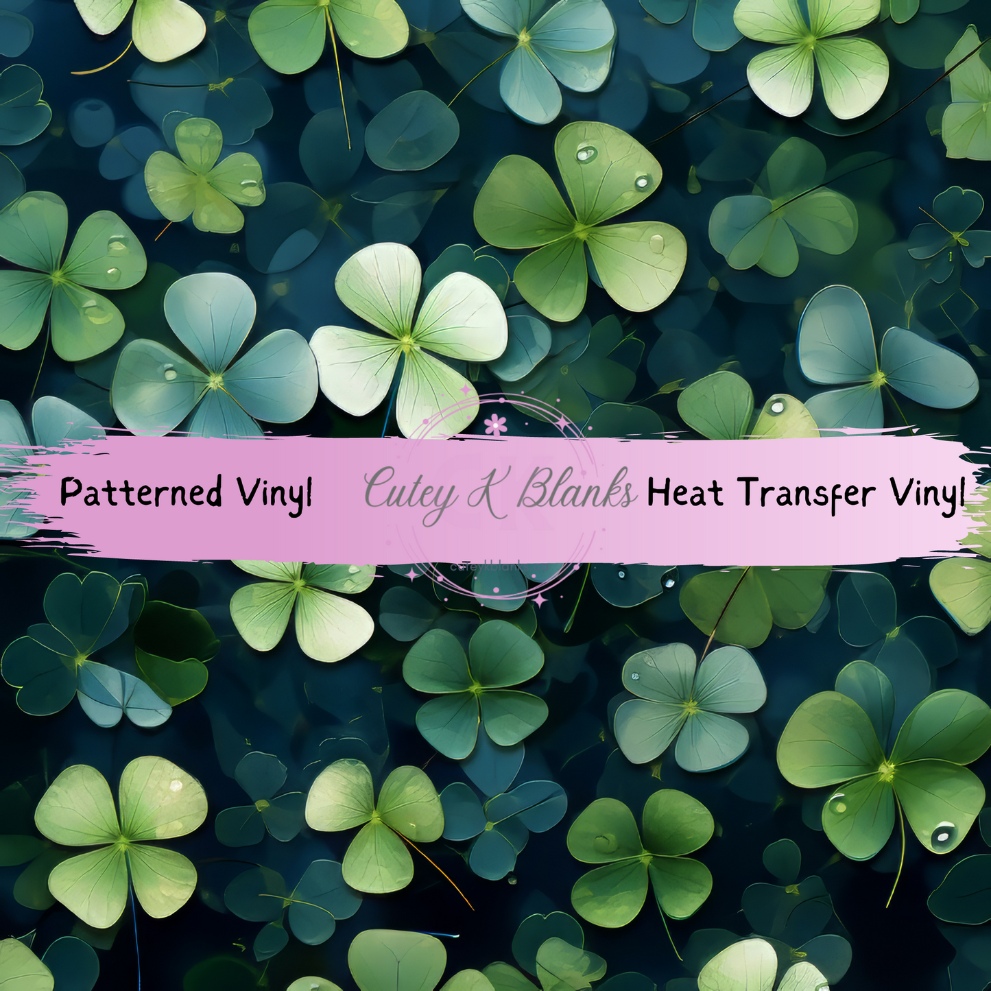 Patterned Printed Vinyl and Heat Transfer (HTV) Sheets - St Patrick's Clover Leaf -  PV100253