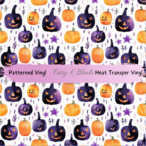 Patterned Printed Vinyl and Heat Transfer (HTV) Sheets - Halloween Pumpkin - PV100147