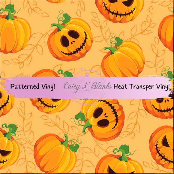 Patterned Printed Vinyl and Heat Transfer (HTV) Sheets - Halloween Pumpkins - PV100153