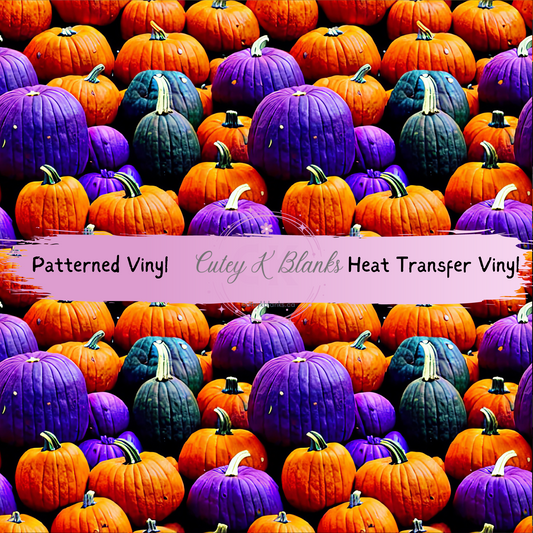 Patterned Printed Vinyl and Heat Transfer (HTV) Sheets - Halloween Pumpkins - PV100156