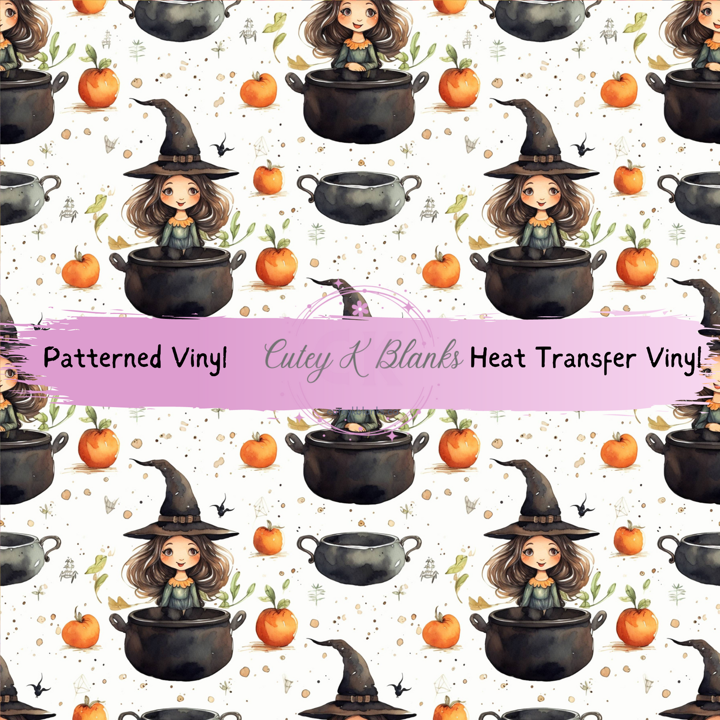 Patterned Printed Vinyl and Heat Transfer (HTV) Sheets - Halloween Witch - PV100161