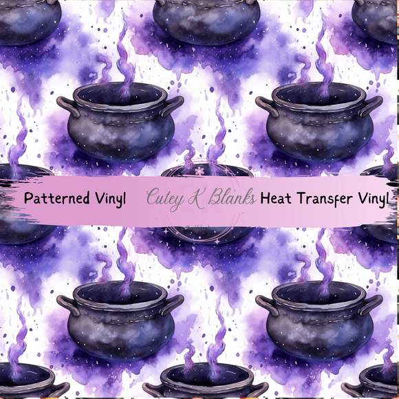 Patterned Printed Vinyl and Heat Transfer (HTV) Sheets - Halloween Witch Cauldron - PV100162
