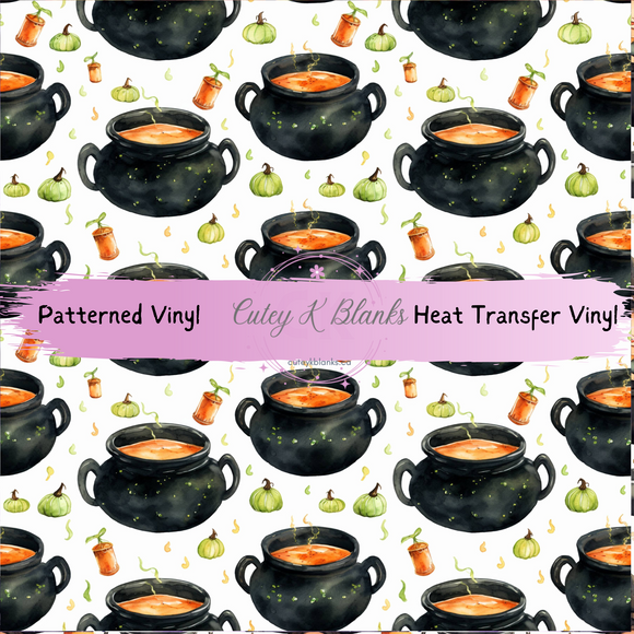 Patterned Printed Vinyl and Heat Transfer (HTV) Sheets - Halloween Witch Cauldron - PV100163