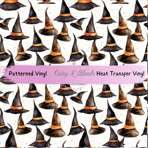 Patterned Printed Vinyl and Heat Transfer (HTV) Sheets - Halloween Witch Hats - PV100164