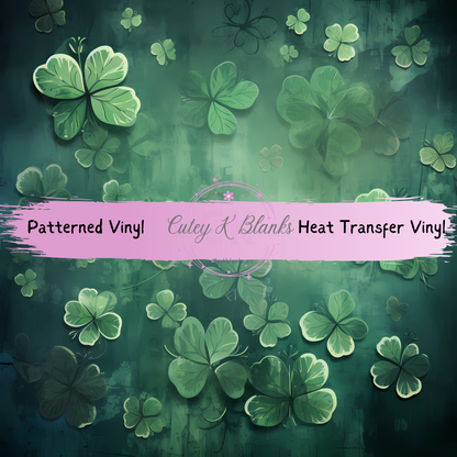 Patterned Printed Vinyl and Heat Transfer (HTV) Sheets - St Patrick's Clover Leaf -  PV100259