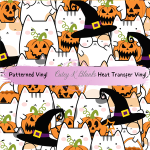 Patterned Printed Vinyl and Heat Transfer (HTV) Sheets - Halloween  Pumpkins and Hats- PV100169