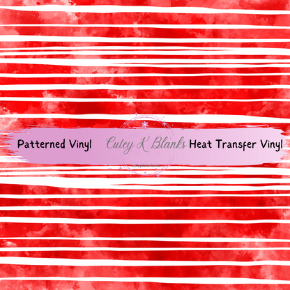 Patterned Printed Vinyl and Heat Transfer (HTV) Sheets - Christmas Stripes Red-  PV100177
