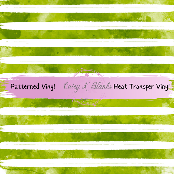 Patterned Printed Vinyl and Heat Transfer (HTV) Sheets - Christmas Stripes Green-  PV100178
