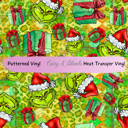 Patterned Printed Vinyl and Heat Transfer (HTV) Sheets - Christmas Grinch -  PV100226