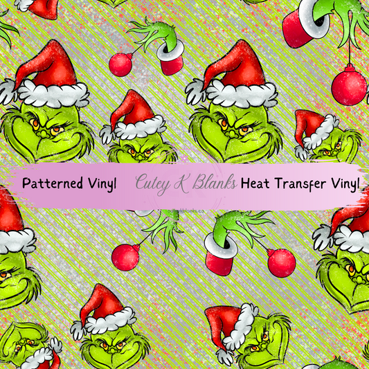 Patterned Printed Vinyl and Heat Transfer (HTV) Sheets - Christmas Grinch -  PV100227