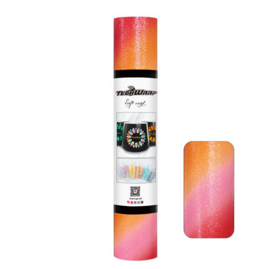 Diagonal Rainbow Stripes Adhesive Craft Vinyl: Tea Rose