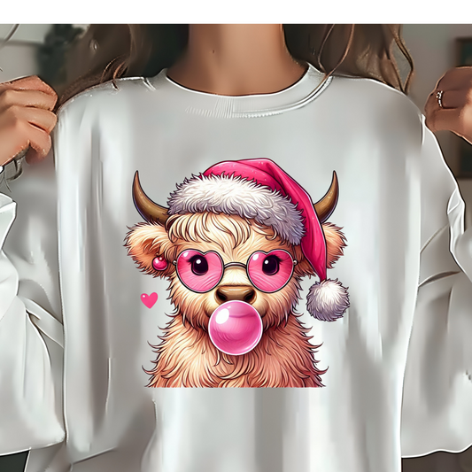 DTF Shirt Transfer - Ready to Press - Christmas Highland Cow -  DTF100206