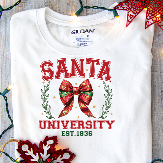 DTF Shirt Transfer - Ready to Press - Santa University -  DTF100399