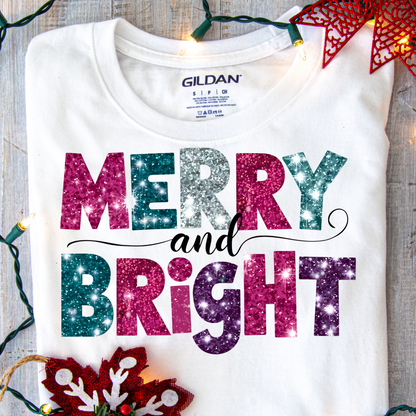 DTF Shirt Transfer - Ready to Press - Merry and Bright -  DTF100447