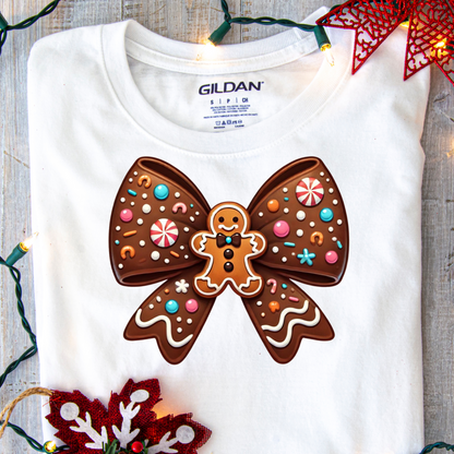 DTF Shirt Transfer - Ready to Press - Gingerbread Bow -  DTF100440