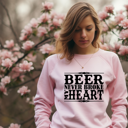 Clear Film Single Colour Soft Thin Matte Screen Print Transfer: Beer Never Broke My Heart