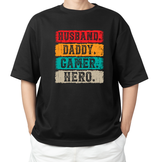 DTF Shirt Transfer - Husband, Daddy, Gamer, Hero - DTF100017 - Cutey K Blanks