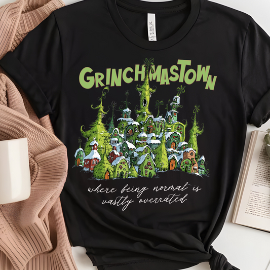 DTF Shirt Transfer - Ready to Press - Grinchmas Town White -  DTF100472