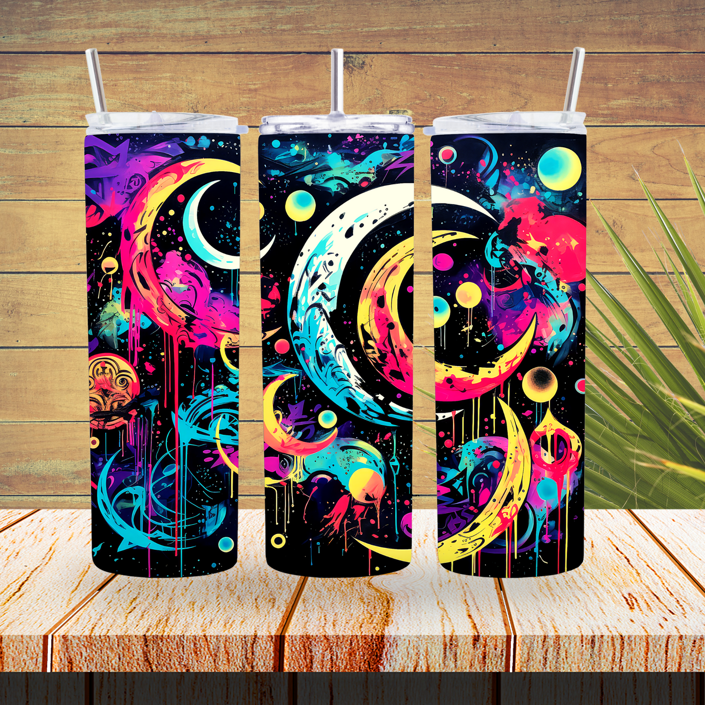 Ready to Use - Sublimation or Vinyl Tumbler Wraps  - Graffiti Moon - TW100596