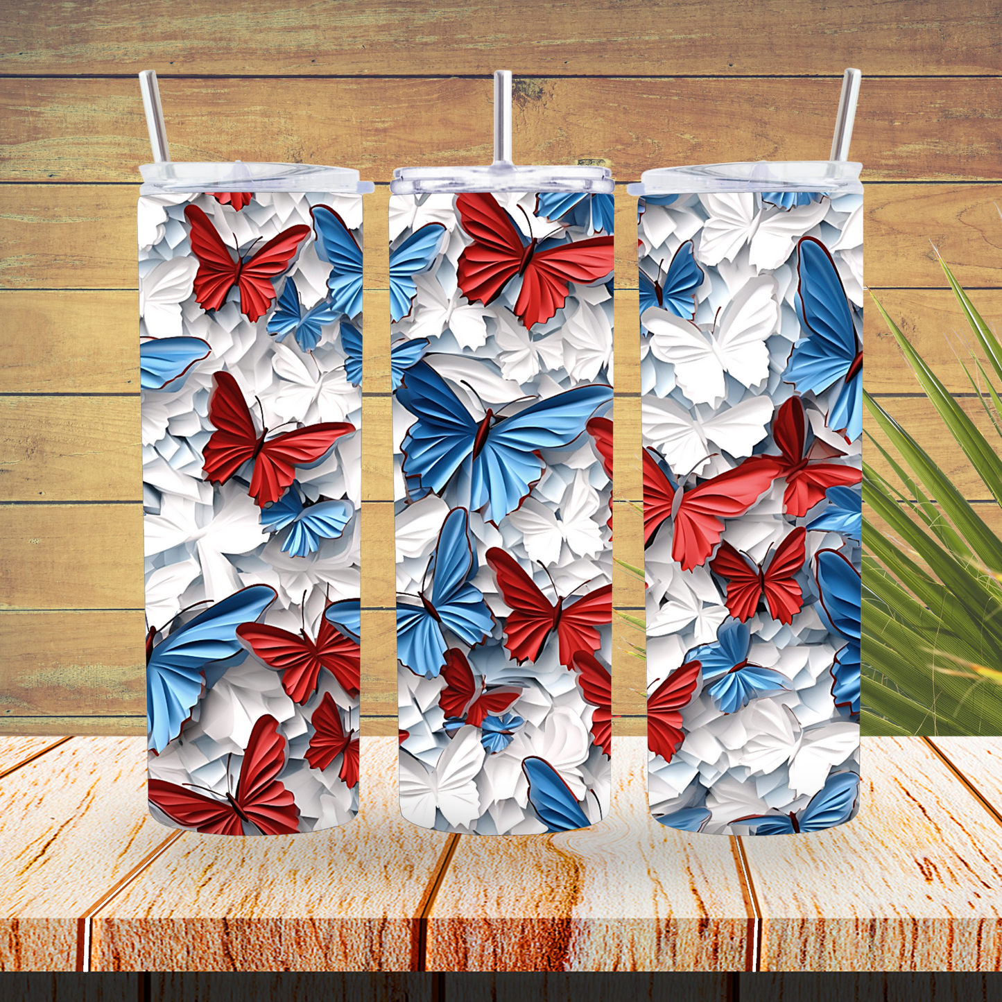 Ready to Use - Sublimation or Vinyl - Tumbler Wraps  - 3D Butterfly - TW100608