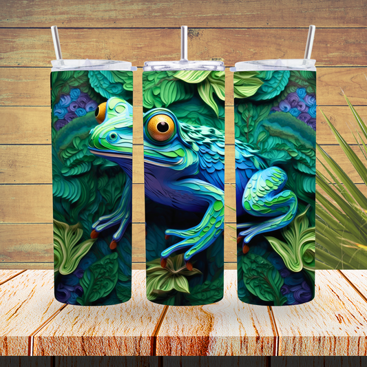 Ready to Use - Sublimation or Vinyl Tumbler Wraps  - 3D Frog - TW100615