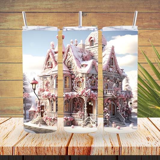 Ready to Use - Sublimation or Vinyl Tumbler Wraps  - 3D Gingerbread House - TW100619