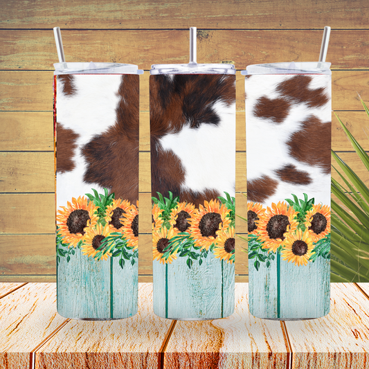 Ready to Use - Sublimation or Vinyl Tumbler Wraps  - Animal Print Sunflower - TW100206