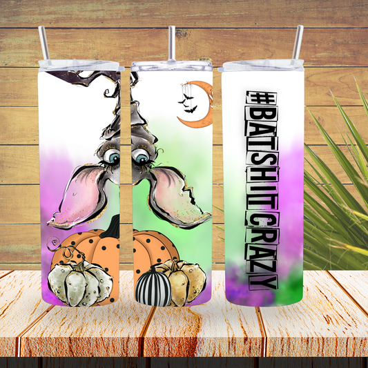 Ready to Use - Sublimation or Vinyl Tumbler Wraps  - Bat S Crazy - TW100271