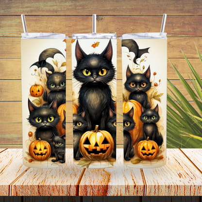 Ready to Use - Sublimation or Vinyl Tumbler Wraps  - Black Cats - TW100274