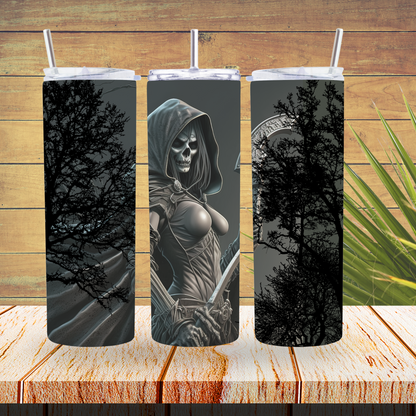 Ready to Use - Sublimation or Vinyl Tumbler Wraps  - Grim Reaper Lady - TW100297