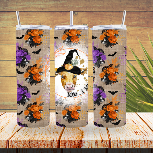 Ready to Use - Sublimation or Vinyl Tumbler Wraps  - Cow Boo - TW100323