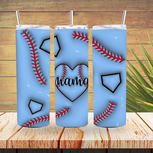 Ready to Use - Sublimation or Vinyl Tumbler Wraps  - Baseball Mama - TW100355