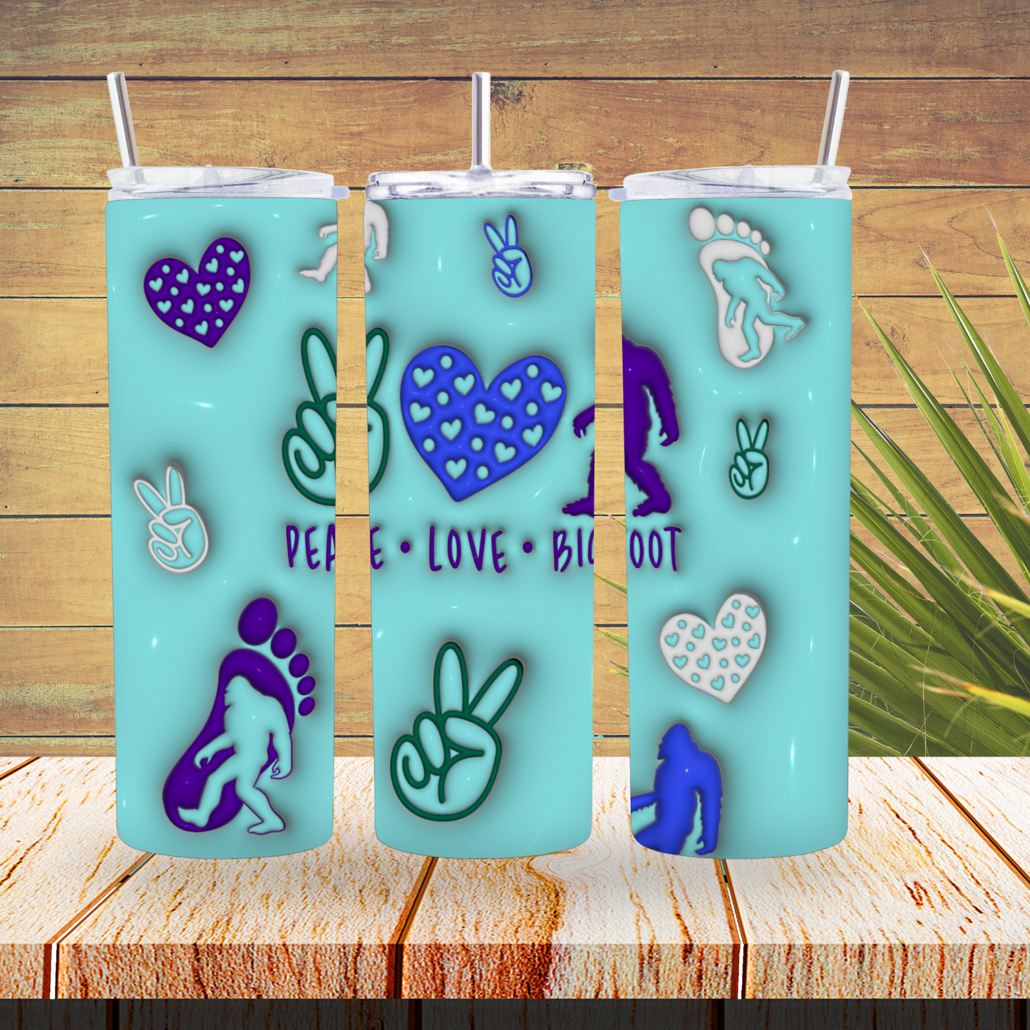 Vinyl Tumbler Wraps  - Peace, Love, Bigfoot - TW100358